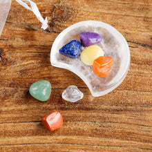 Load image into Gallery viewer, Moon-Shaped Clear Quartz Plate Chakra Set