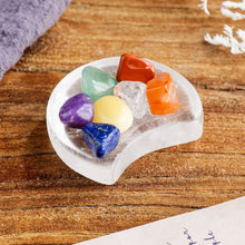 Load image into Gallery viewer, Moon-Shaped Clear Quartz Plate Chakra Set