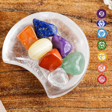Load image into Gallery viewer, Moon-Shaped Clear Quartz Plate Chakra Set