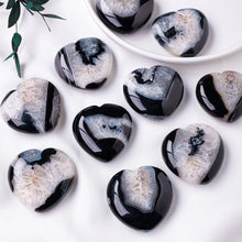 Load image into Gallery viewer, Black Agate Heart Tumbled Stone