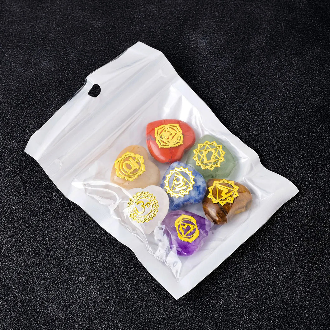 7 Chakra Heart-Shaped Stones