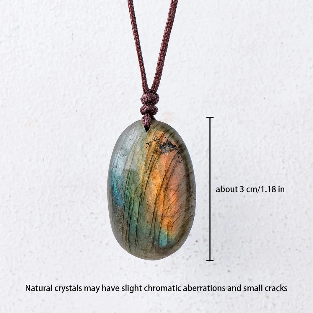 Labradorite Pendant in Rope Necklace