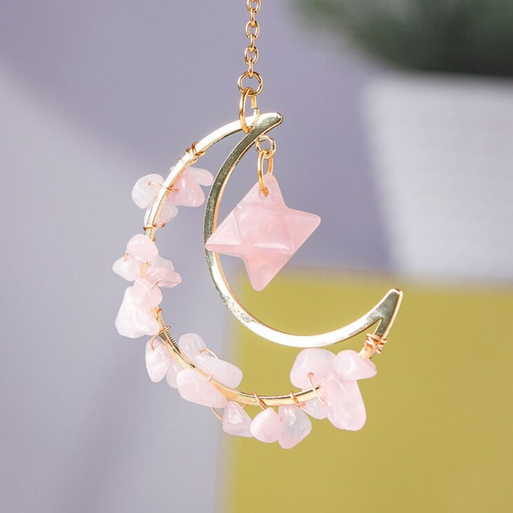Moon Shaped Pendant with Merkaba